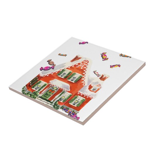 ヴィンテージレトロなクリスマスキャンディジンガーブレッドハウス タイル (側面)