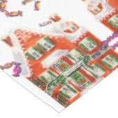 ヴィンテージレトロなクリスマスキャンディジンガーブレッドハウス テーブルクロス (アングル)