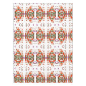 ヴィンテージレトロなクリスマスキャンディジンガーブレッドハウス テーブルクロス (正面)