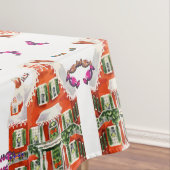ヴィンテージレトロなクリスマスキャンディジンガーブレッドハウス テーブルクロス (インサイチュ)
