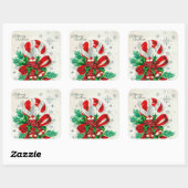 ヴィンテージレトロなクリスマスキャンディーステッカー スクエアシール (シート)