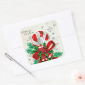ヴィンテージレトロなクリスマスキャンディーステッカー スクエアシール (封筒)