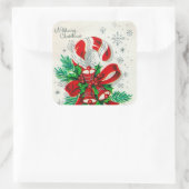 ヴィンテージレトロなクリスマスキャンディーステッカー スクエアシール (バッグ)