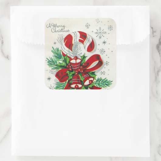 ヴィンテージレトロなクリスマスキャンディーステッカー スクエアシール (バッグ)