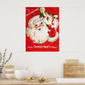 ヴィンテージレトロなクリスマスサンタトナカイのポスター ポスター (キッチン)