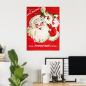 ヴィンテージレトロなクリスマスサンタトナカイのポスター ポスター (ホームオフィス)