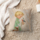 ヴィンテージレトロなクリスマスチャイルドホームデコ枕 クッション (ブランケット)