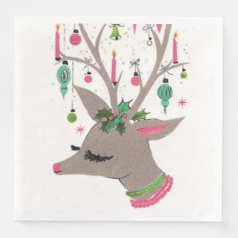 ヴィンテージレトロなクリスマストナカイパーティーナプキン