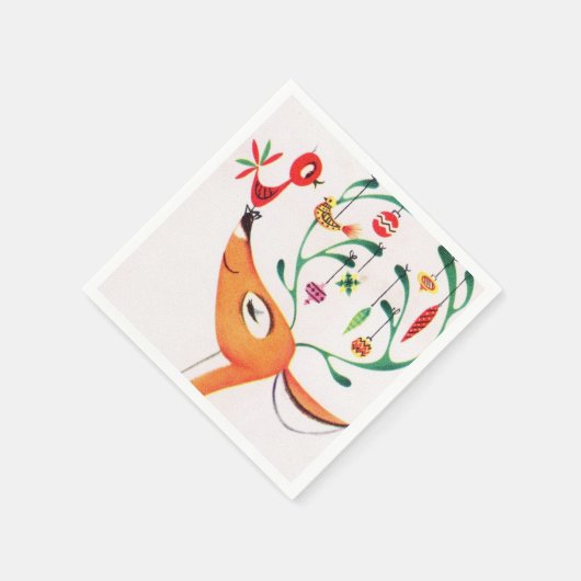 ヴィンテージレトロなクリスマストナカイパーティーナプキン スタンダードカクテルナプキン (角)