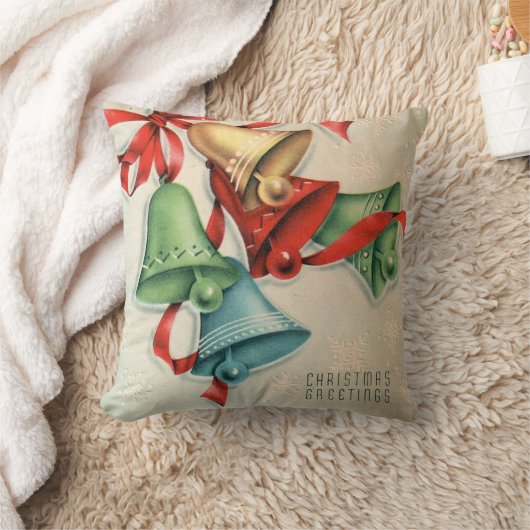 ヴィンテージレトロなクリスマスベルホームデコ枕 クッション (ブランケット)