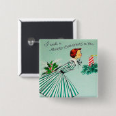 ヴィンテージレトロなクリスマスレディーボタン 缶バッジ (正面&裏面)