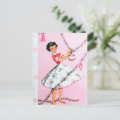 ヴィンテージレトロなクリスマスレディ葉書 シーズンポストカード (スタンド正面)