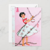 ヴィンテージレトロなクリスマスレディ葉書 シーズンポストカード (正面/裏面)