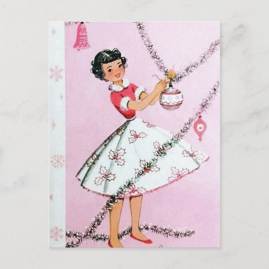 ヴィンテージレトロなクリスマスレディ葉書 シーズンポストカード (正面)