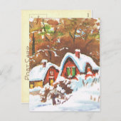 ヴィンテージレトロなクリスマス伝統的、冬のシーン シーズンポストカード (正面/裏面)