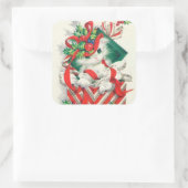 ヴィンテージレトロなクリスマス猫シール スクエアシール (バッグ)