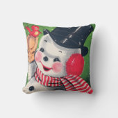 ヴィンテージレトロなクリスマス雪だるまホームデコールピロー クッション (正面)