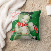 ヴィンテージレトロなクリスマス雪だるまホームデコールピロー クッション (ブランケット)