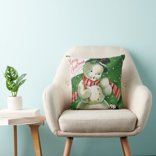 ヴィンテージレトロなクリスマス雪だるまホームデコールピロー クッション (椅子)