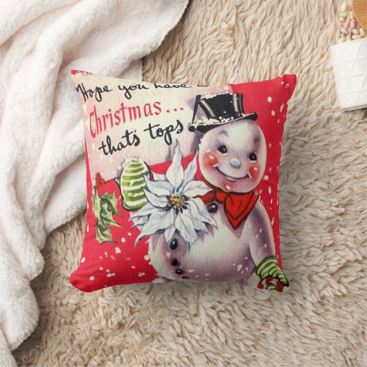 ヴィンテージレトロなクリスマス雪だるまホームデコールピロー クッション (ブランケット)