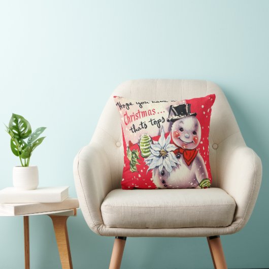 ヴィンテージレトロなクリスマス雪だるまホームデコールピロー クッション (椅子)