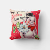 ヴィンテージレトロなクリスマス雪だるまホームデコールピロー クッション (正面)