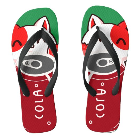 ヴィンテージレトロなコラと幸せ3匹の猫 ビーチサンダル (フットベッド)