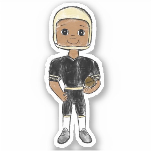 ヴィンテージレトロなサッカー選手のシンプルブラックスティック シール (正面)