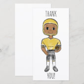 ヴィンテージレトロなサッカー選手ブラックイエローシンプル サンキューカード (正面/裏面)