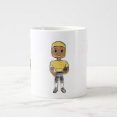 ヴィンテージレトロなサッカー選手ブラックイエローシンプル ジャンボコーヒーマグカップ (正面)