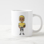 ヴィンテージレトロなサッカー選手ブラックイエローシンプル ジャンボコーヒーマグカップ (右)