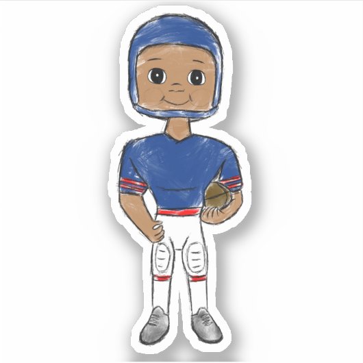 ヴィンテージレトロなサッカー選手ブルー・レッド・ホイッシンプルト シール (正面)