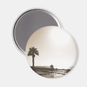 ヴィンテージレトロなサンクレメンテ桟橋カリフォルニアセピア マグネット (正面/裏面)