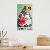 ヴィンテージレトロなサンタとレディの装飾のポスター ポスター (キッチン)