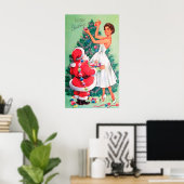 ヴィンテージレトロなサンタとレディの装飾のポスター ポスター (ホームオフィス)