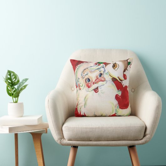 ヴィンテージレトロなサンタ鹿クリスマスの装飾の枕 クッション (椅子)