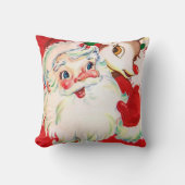 ヴィンテージレトロなサンタ鹿クリスマスの装飾の枕 クッション (正面)