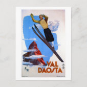 ヴィンテージレトロなスキージャンプイタリアン旅行 ポストカード (正面)