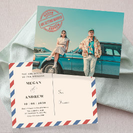 ヴィンテージレトロなスタイル結婚リスト写真 ポストカード