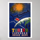 ヴィンテージレトロなトゥリン冬のスポーツイタリアン旅行 ポスター (正面)