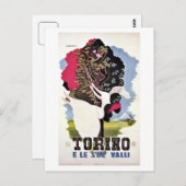 ヴィンテージレトロなトリノの谷のイタリアン旅行 ポストカード (正面/裏面)