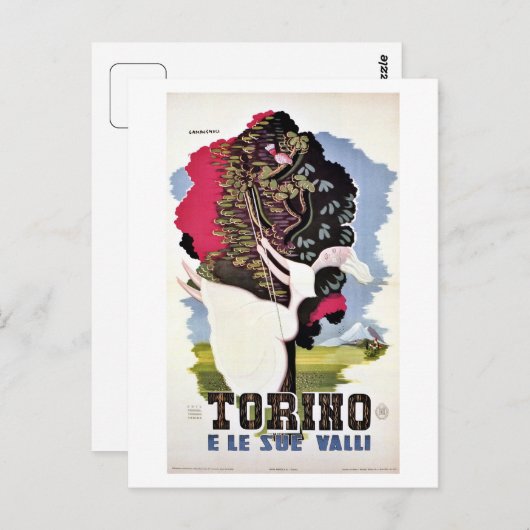 ヴィンテージレトロなトリノの谷のイタリアン旅行 ポストカード (正面/裏面)