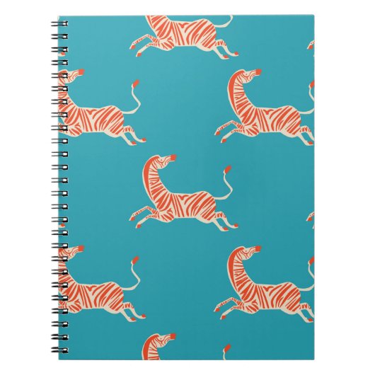 ヴィンテージレトロなネオンカラーゼブライラストレーションモチーフ ノートブック (正面)