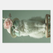 ヴィンテージレトロなフランス猫の切り離し ラッピングペーパーシート (正面2)