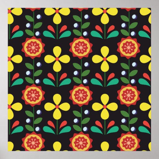 ヴィンテージレトロなヴィンテージ花縦線 ポスター (正面)