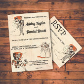 ヴィンテージレトロな古い漫画50年代の漫画をテーマ結婚にした 招待状