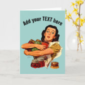 ヴィンテージレトロな女の子のグリーティングカードもちろん私は可能 カード (黄色い花)