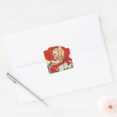 ヴィンテージレトロな女の子バレンタインホリデーシール スクエアシール (封筒)