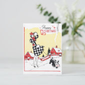 ヴィンテージレトロな女犬のクリスマスポストカード シーズンポストカード (スタンド正面)