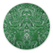 ヴィンテージレトロな緑の中国の玉竜 セラミックノブ (正面)